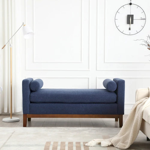 Banc capitonné élégant de 53,5 po, pouf avec pieds en bois et traversins pour pied de lit, chambre à coucher, salon, entrée.