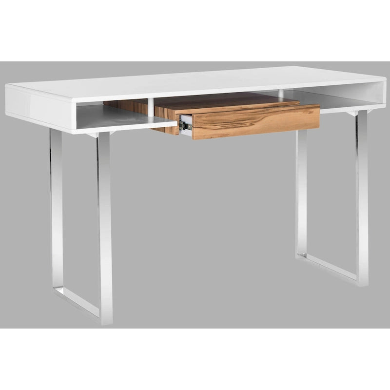 Bureau d'ordinateur moderne blanc et chrome