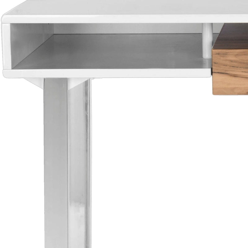 Bureau d'ordinateur moderne blanc et chrome