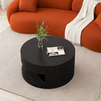 Table basse ronde à double plateau Table d'appoint moderne Table basse à rayures verticales avec rangement, pour salon
