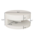 Table basse ronde à double plateau Table d'appoint moderne Table basse à rayures verticales avec rangement, pour salon