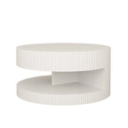 Table basse ronde à double plateau Table d'appoint moderne Table basse à rayures verticales avec rangement, pour salon