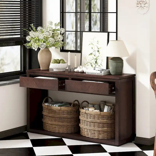 Table console d'entrée rustique en bois de 55 po (expresso)
