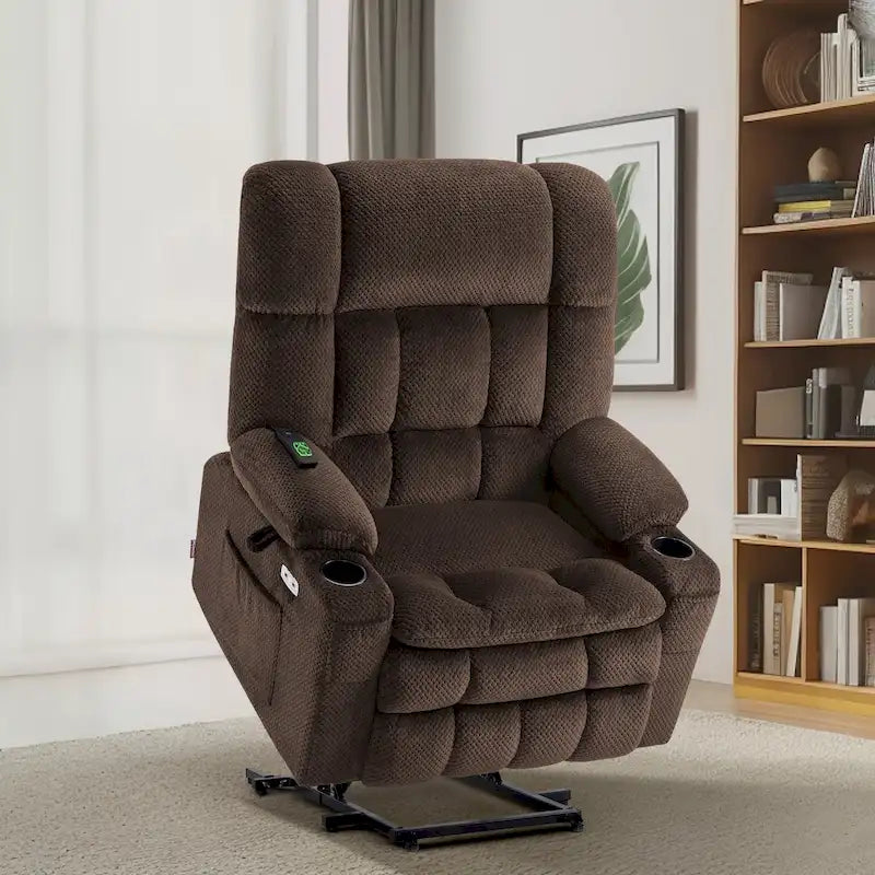 Fauteuil inclinable releveur électrique double moteur avec massage et chaleur – Siège large