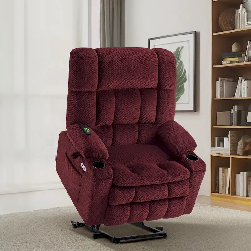Fauteuil inclinable releveur électrique double moteur avec massage et chaleur – Siège large