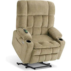 Fauteuil inclinable releveur électrique double moteur avec massage et chaleur – Siège large