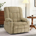 Fauteuil inclinable releveur électrique double moteur avec massage et chaleur – Siège large