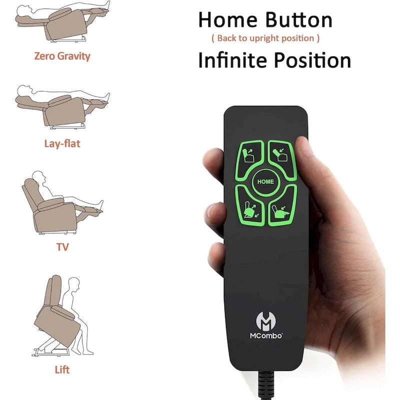 Fauteuil inclinable releveur électrique double moteur avec massage et chaleur – Siège large