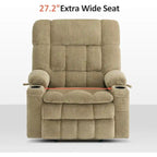 Fauteuil inclinable releveur électrique double moteur avec massage et chaleur – Siège large