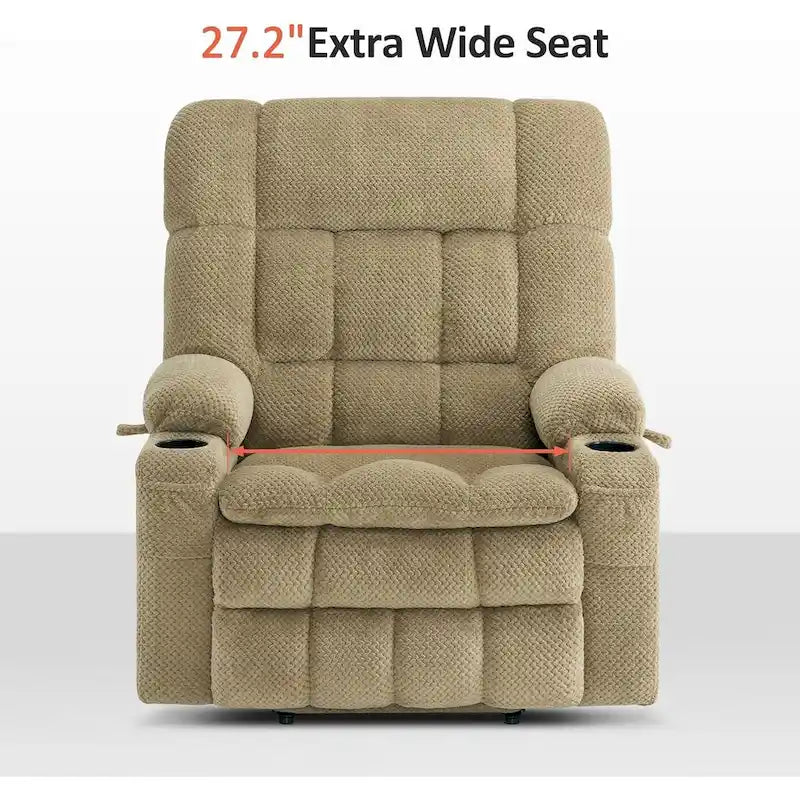 Fauteuil inclinable releveur électrique double moteur avec massage et chaleur – Siège large