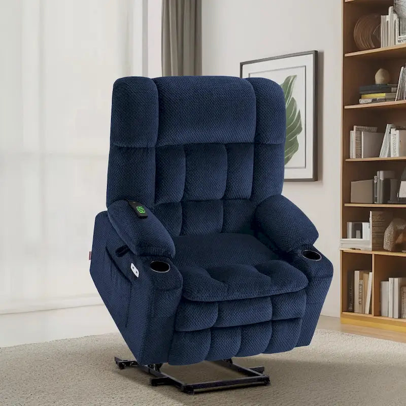 Fauteuil inclinable releveur électrique double moteur avec massage et chaleur – Siège large