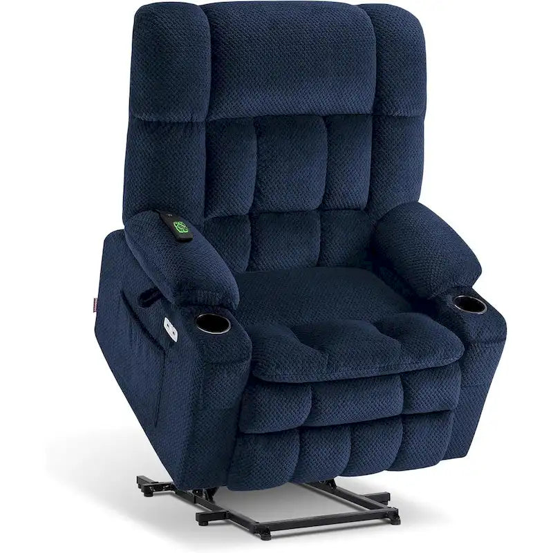 Fauteuil inclinable releveur électrique double moteur avec massage et chaleur – Siège large