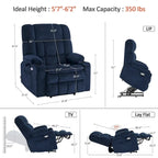 Fauteuil inclinable releveur électrique double moteur avec massage et chaleur – Siège large
