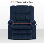 Fauteuil inclinable releveur électrique double moteur avec massage et chaleur – Siège large