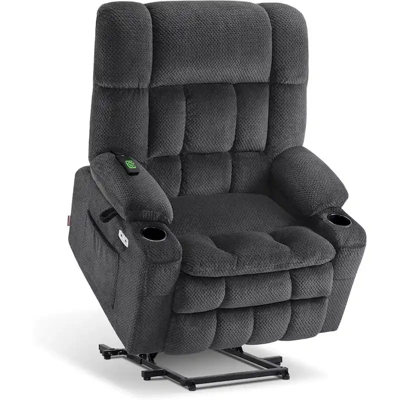 Fauteuil inclinable releveur électrique double moteur avec massage et chaleur – Siège large
