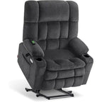 Fauteuil inclinable releveur électrique double moteur avec massage et chaleur – Siège large