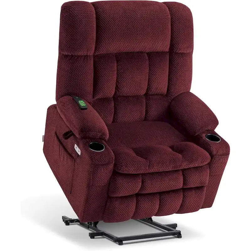 Fauteuil inclinable releveur électrique double moteur avec massage et chaleur – Siège large