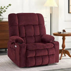 Fauteuil inclinable releveur électrique double moteur avec massage et chaleur – Siège large