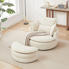 Fauteuil baril pivotant surdimensionné avec pouf de rangement