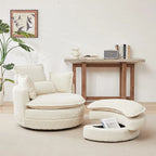 Fauteuil baril pivotant surdimensionné avec pouf de rangement