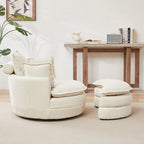 Fauteuil baril pivotant surdimensionné avec pouf de rangement