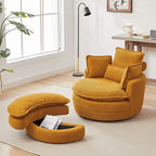 Fauteuil baril pivotant surdimensionné avec pouf de rangement