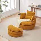 Fauteuil baril pivotant surdimensionné avec pouf de rangement
