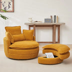 Fauteuil baril pivotant surdimensionné avec pouf de rangement