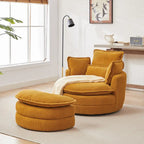 Fauteuil baril pivotant surdimensionné avec pouf de rangement