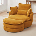 Fauteuil baril pivotant surdimensionné avec pouf de rangement