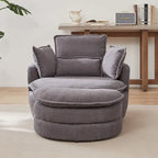 Fauteuil baril pivotant surdimensionné avec pouf de rangement