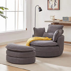 Fauteuil baril pivotant surdimensionné avec pouf de rangement