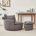 Fauteuil baril pivotant surdimensionné avec pouf de rangement