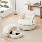 Fauteuil baril pivotant surdimensionné avec pouf de rangement