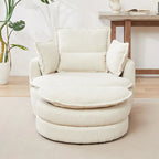 Fauteuil baril pivotant surdimensionné avec pouf de rangement