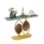 Table console moderne en marbre de 48 po avec base dorée pour entrée ou salon - 48x12x31