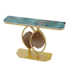 Table console moderne en marbre de 48 po avec base dorée pour entrée ou salon - 48x12x31