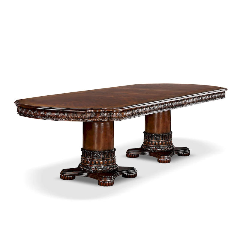 Table de salle à manger extensible en cerisier traditionnel de 120 pouces