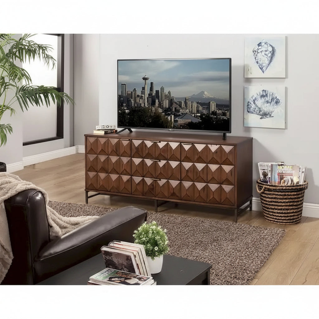 Origins by Alpine Trig TV Console for TV's up to 70, Mahogany