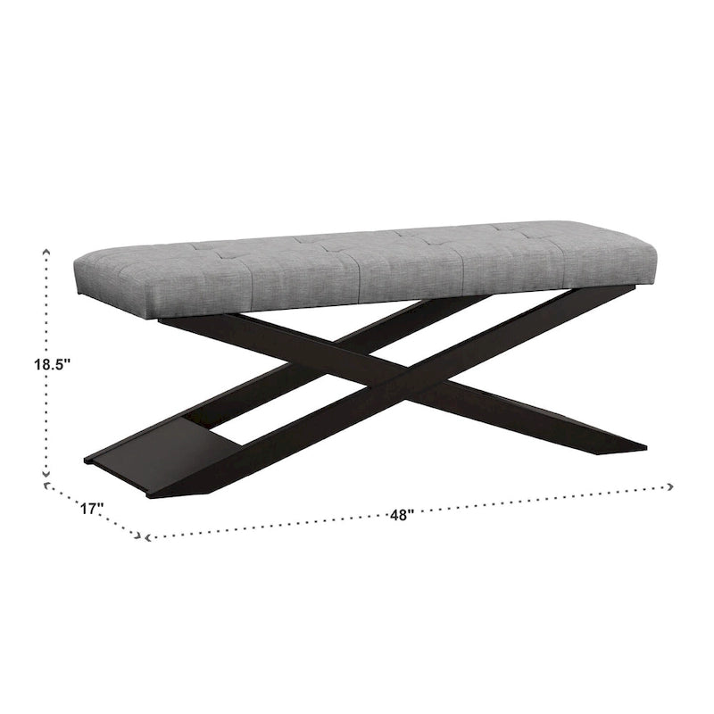 Banc rembourré en forme de X de 122 cm
