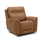 Fauteuil inclinable électrique pivotant en cuir – Camel