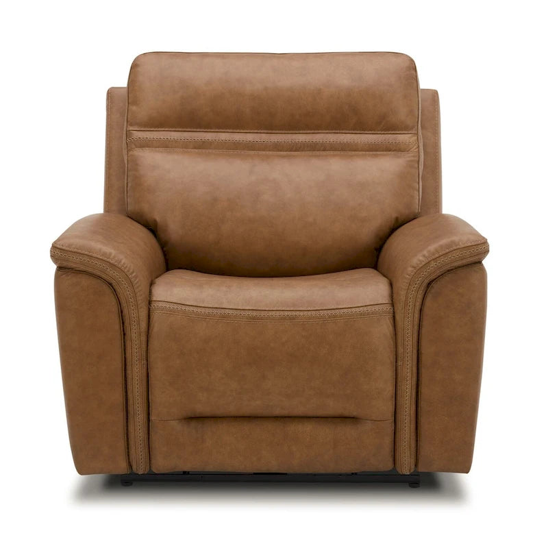 Fauteuil inclinable électrique pivotant en cuir – Camel