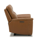 Fauteuil inclinable électrique pivotant en cuir – Camel
