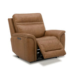 Fauteuil inclinable électrique pivotant en cuir – Camel