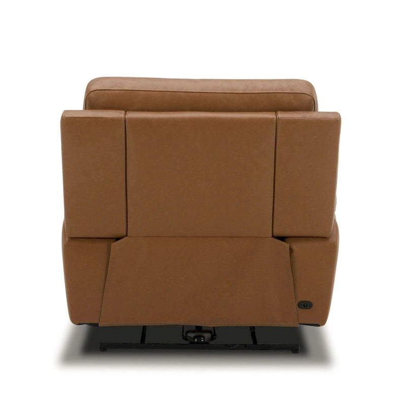 Fauteuil inclinable électrique pivotant en cuir – Camel