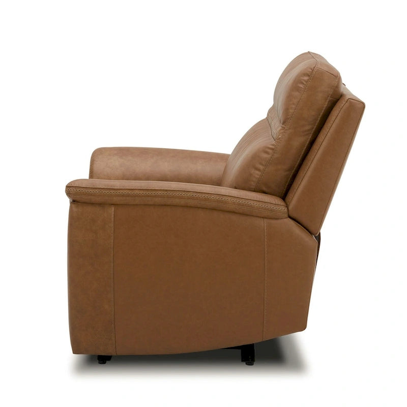 Fauteuil inclinable électrique pivotant en cuir – Camel