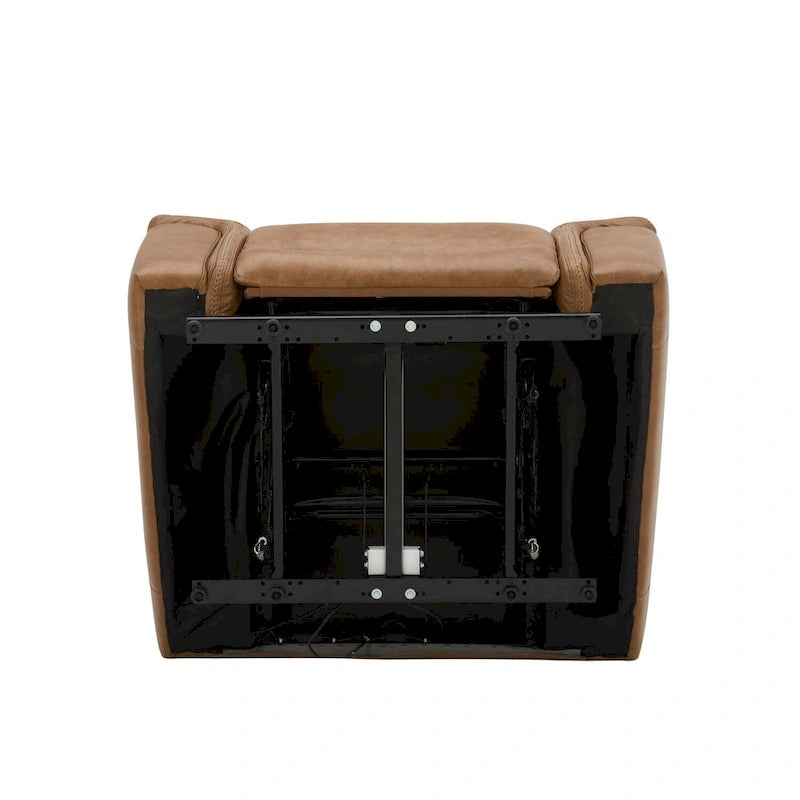 Fauteuil inclinable électrique pivotant en cuir – Camel
