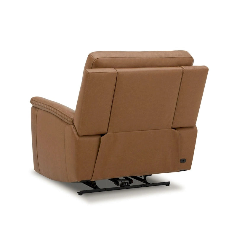 Fauteuil inclinable électrique pivotant en cuir – Camel