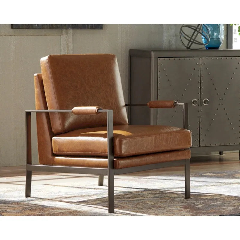 Fauteuil d'appoint contemporain en similicuir marron