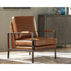 Fauteuil d'appoint contemporain en similicuir marron